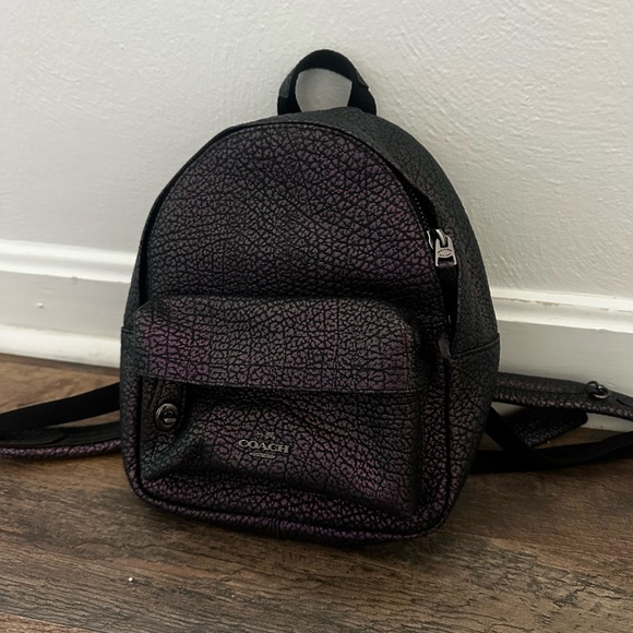 Coach Textured Black and Purple Backpack F24353 - Picture 1 of 7
